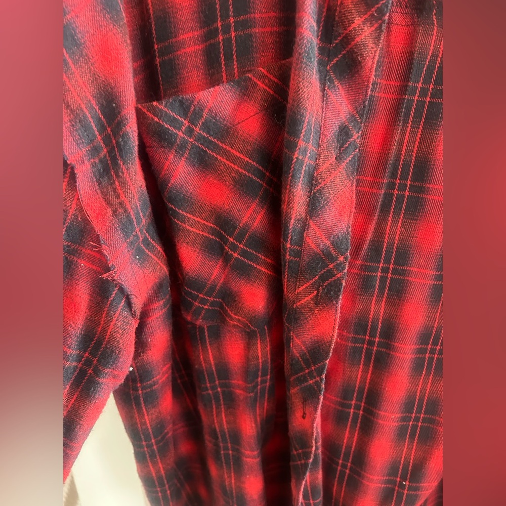 Red and navy Plaid woman’s flannel  Shirt